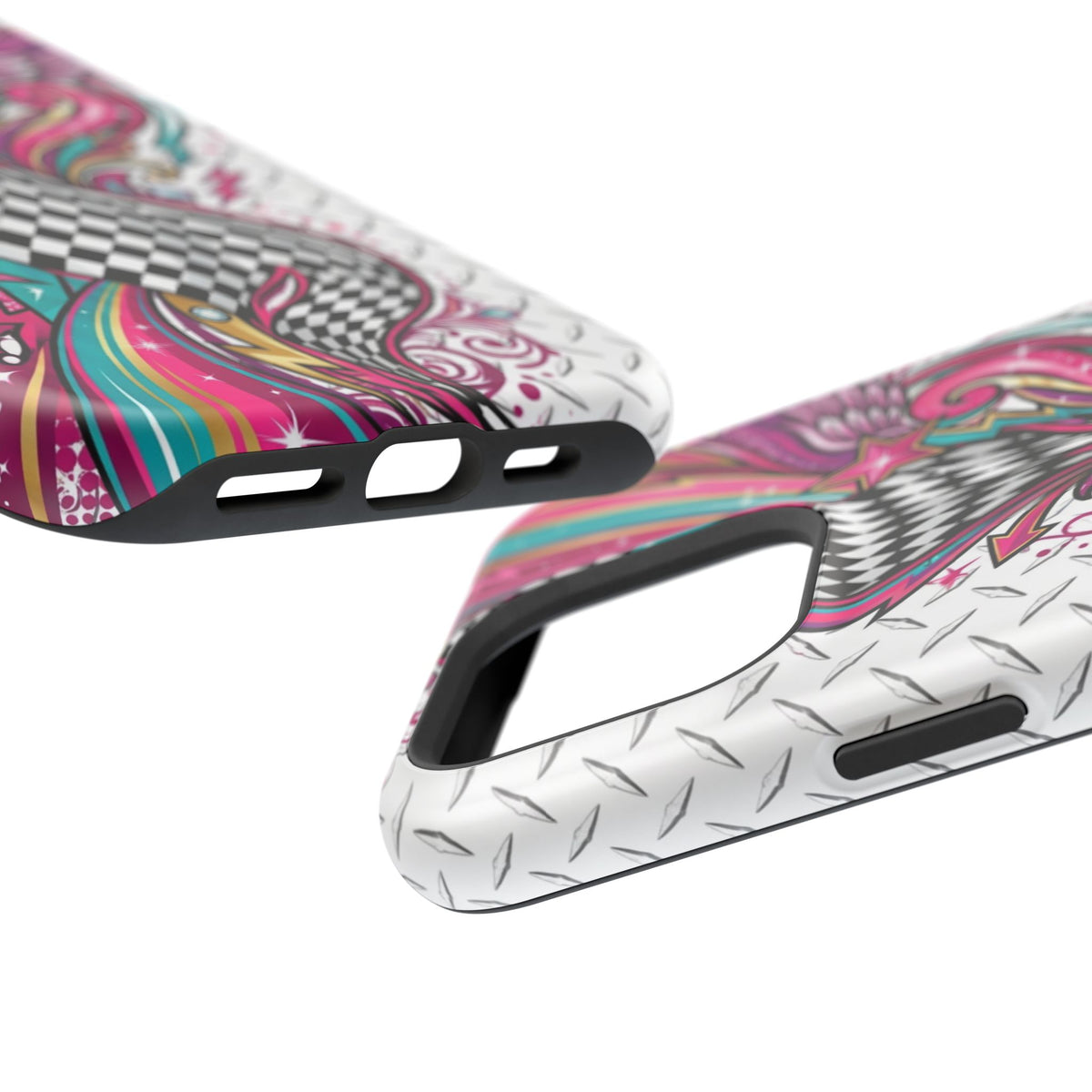 Magnetic Phone Case – Colorful Psychedelic Checkerboard Design