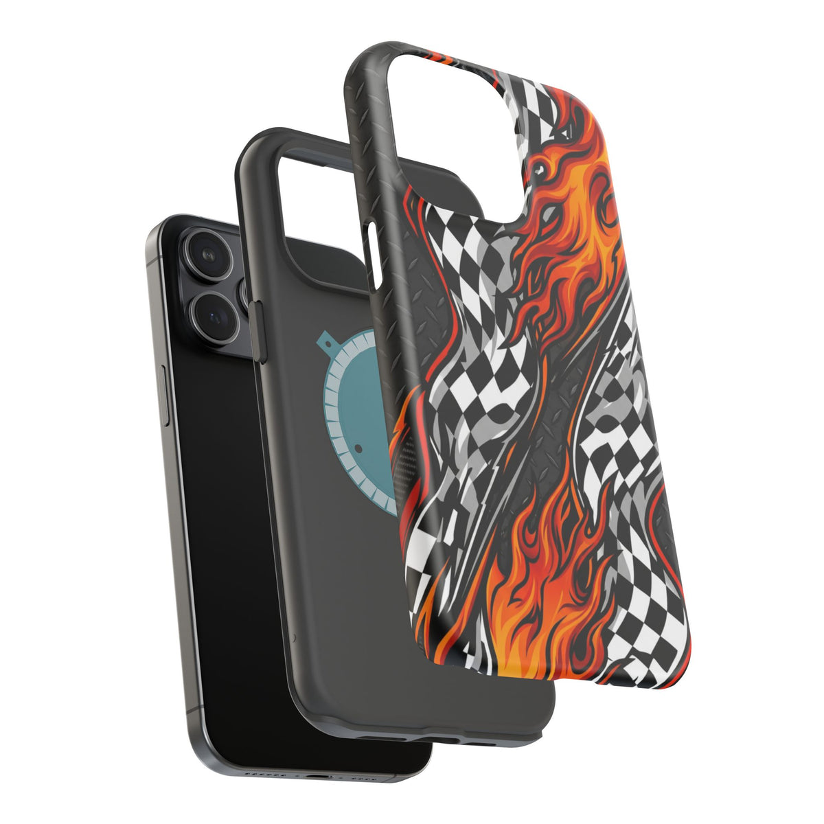 Racing Flames Checkered Flag Magnetic Phone Case