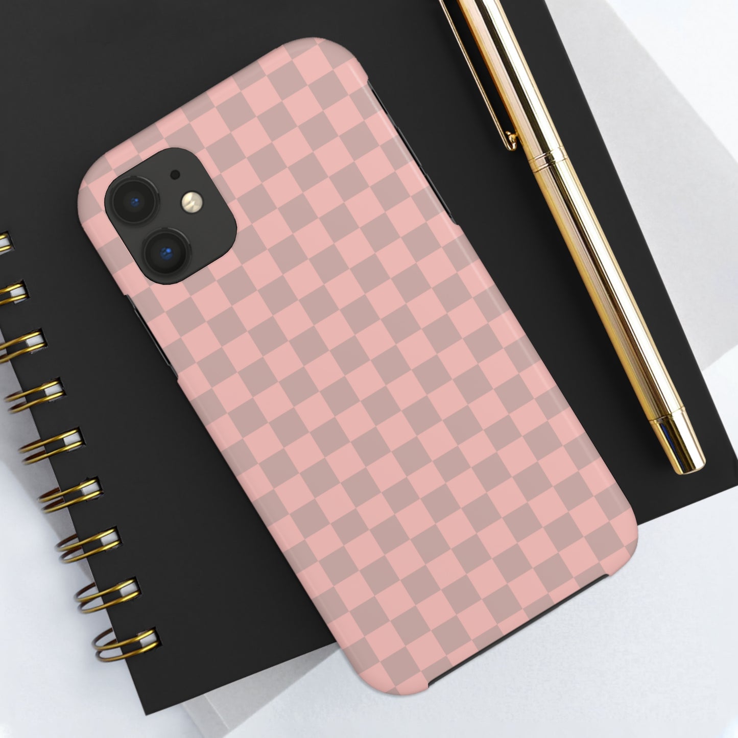 Pale Pink Checkered Tough Phone Cases