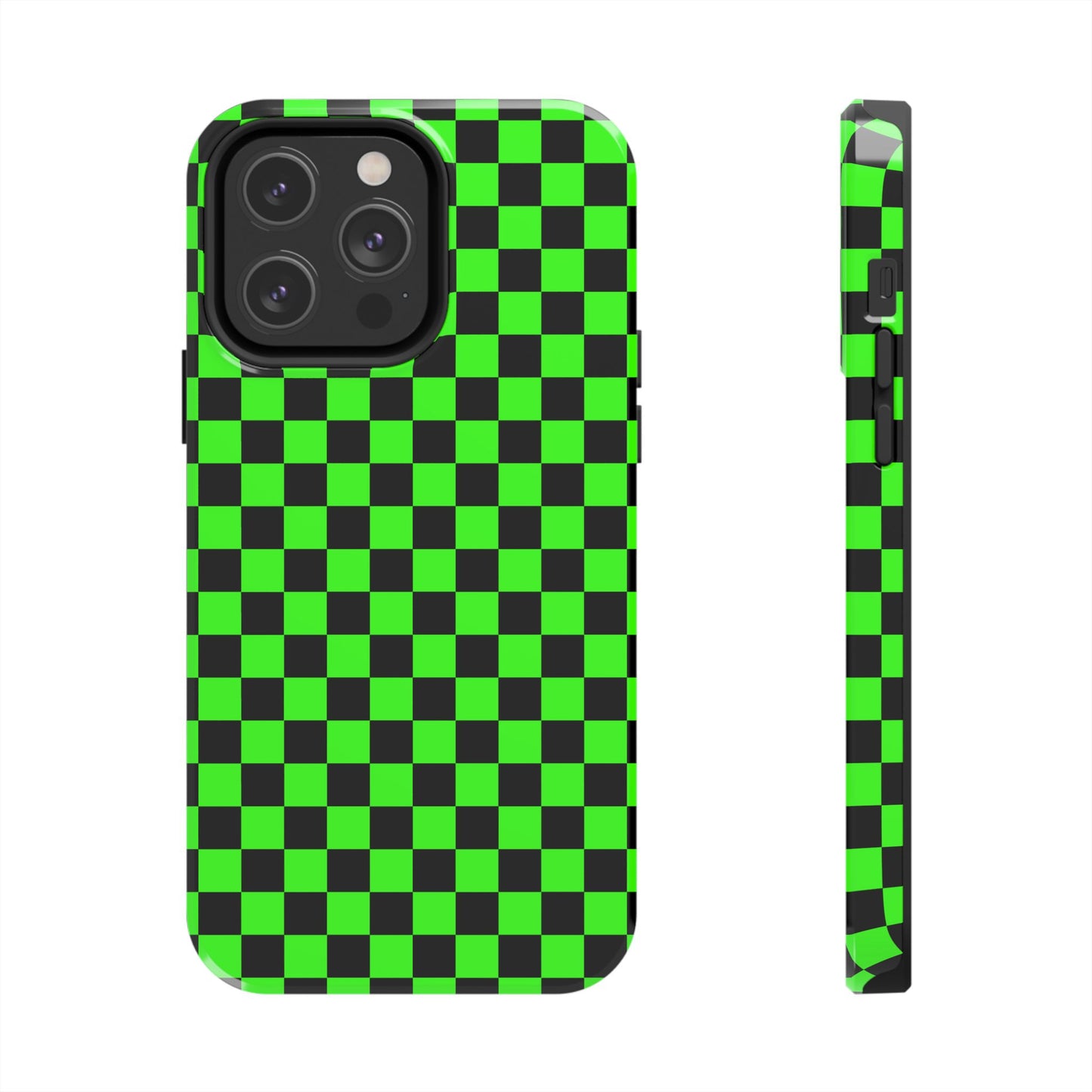 Green and Black Checkered Checkerboard Tough Phone Case