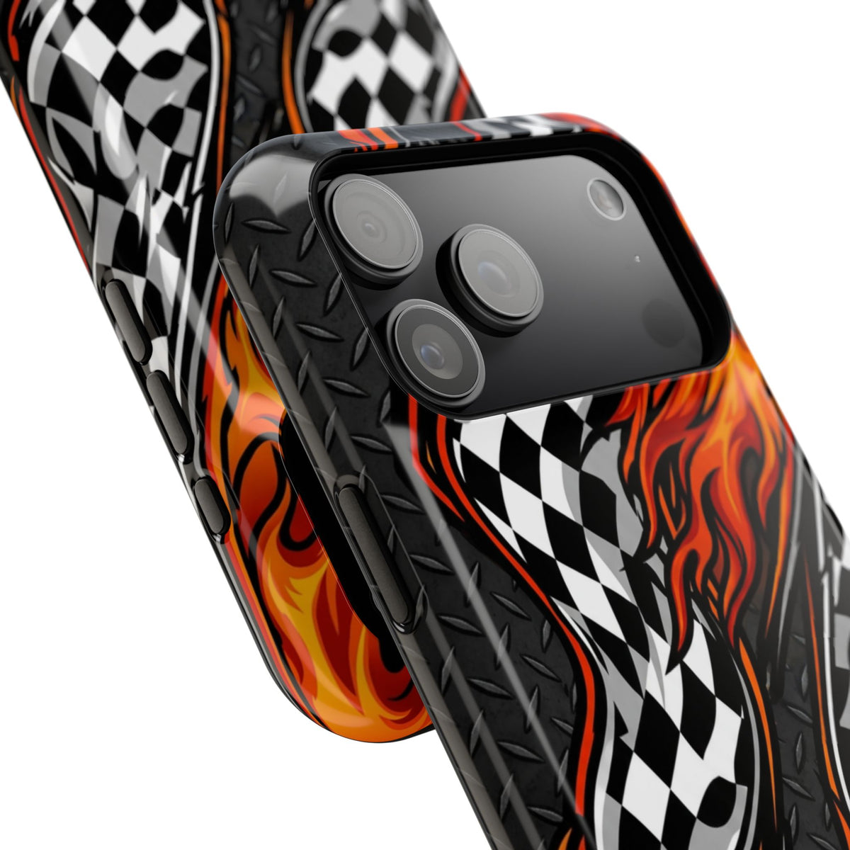 Racing Flames Checkered Flag Magnetic Phone Case
