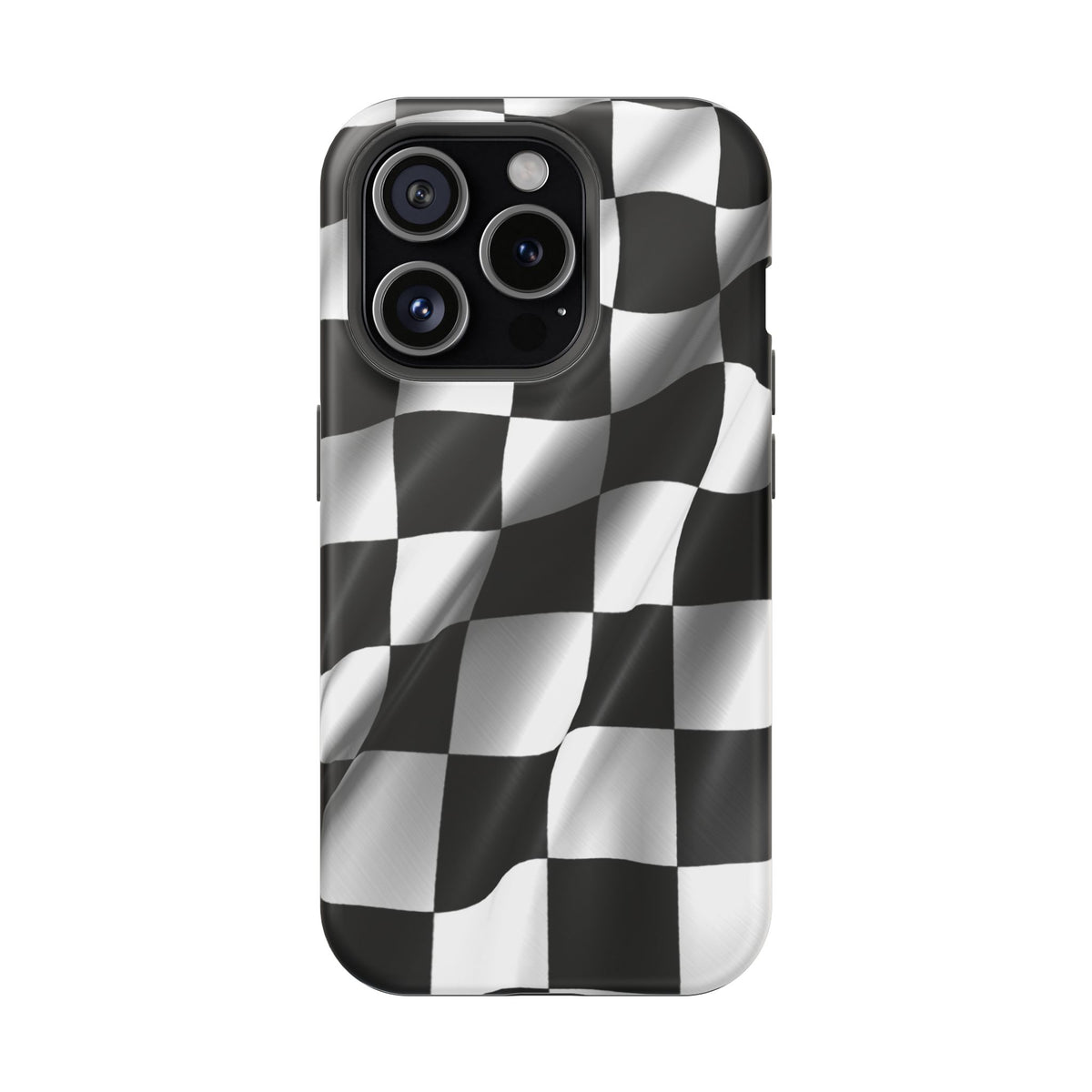 Black and White Checker Flag Waving Magnetic Phone Case