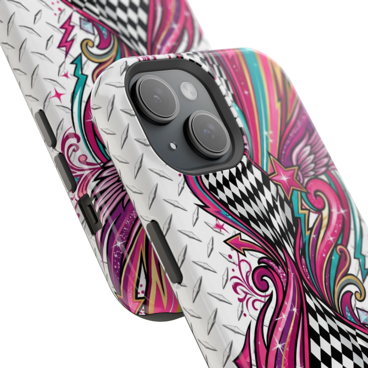 Magnetic Phone Case – Colorful Psychedelic Checkerboard Design