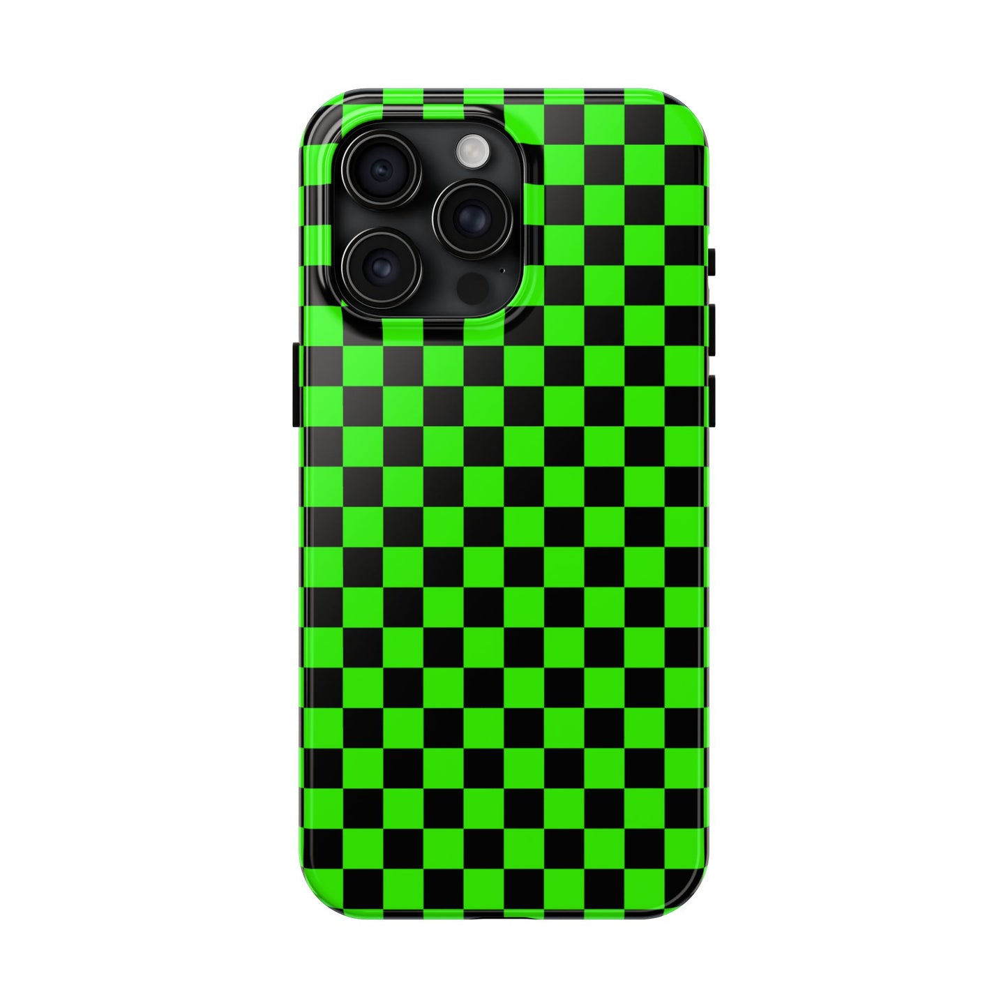 Green and Black Checkered Checkerboard Tough Phone Case
