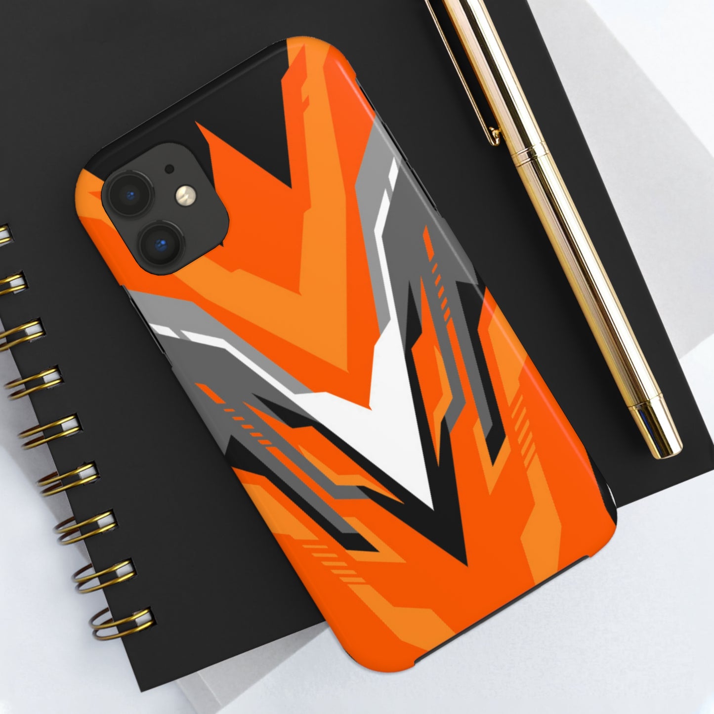 Orange / Black racing Graphic Tough Phone Cases