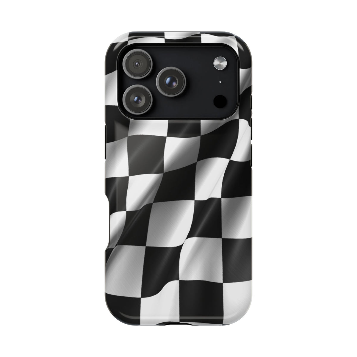 Black and White Checker Flag Waving Magnetic Phone Case