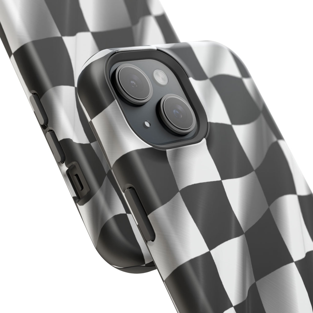 Black and White Checker Flag Waving Magnetic Phone Case
