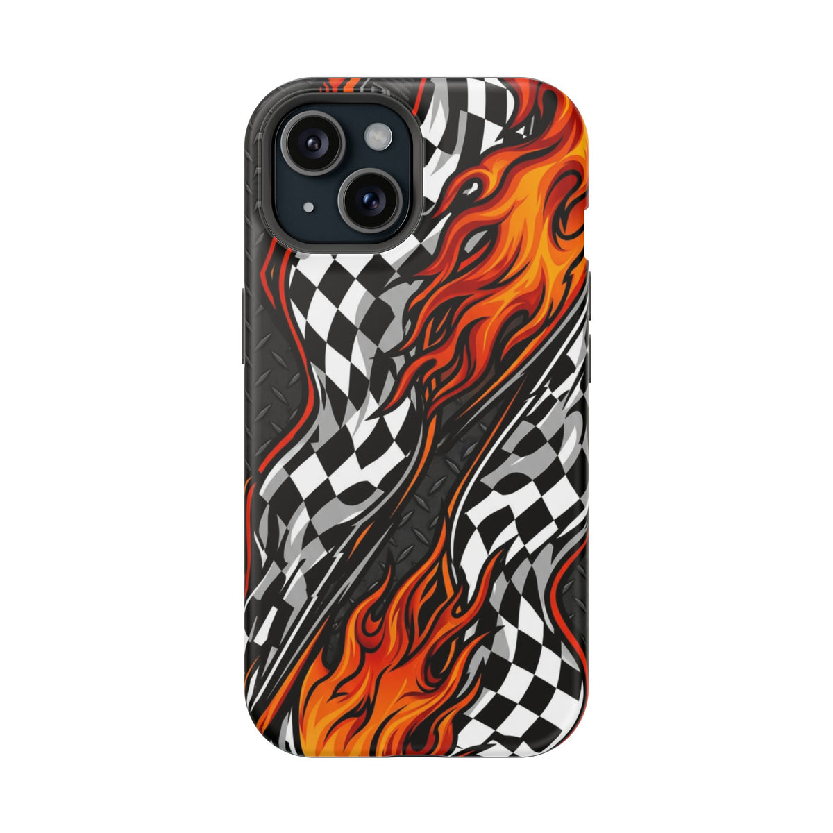 Racing Flames Checkered Flag Magnetic Phone Case
