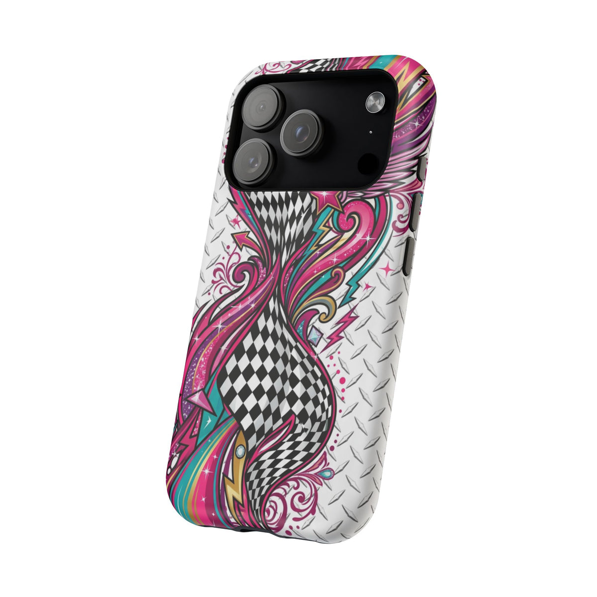 Magnetic Phone Case – Colorful Psychedelic Checkerboard Design