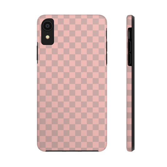 Pale Pink Checkered Tough Phone Cases