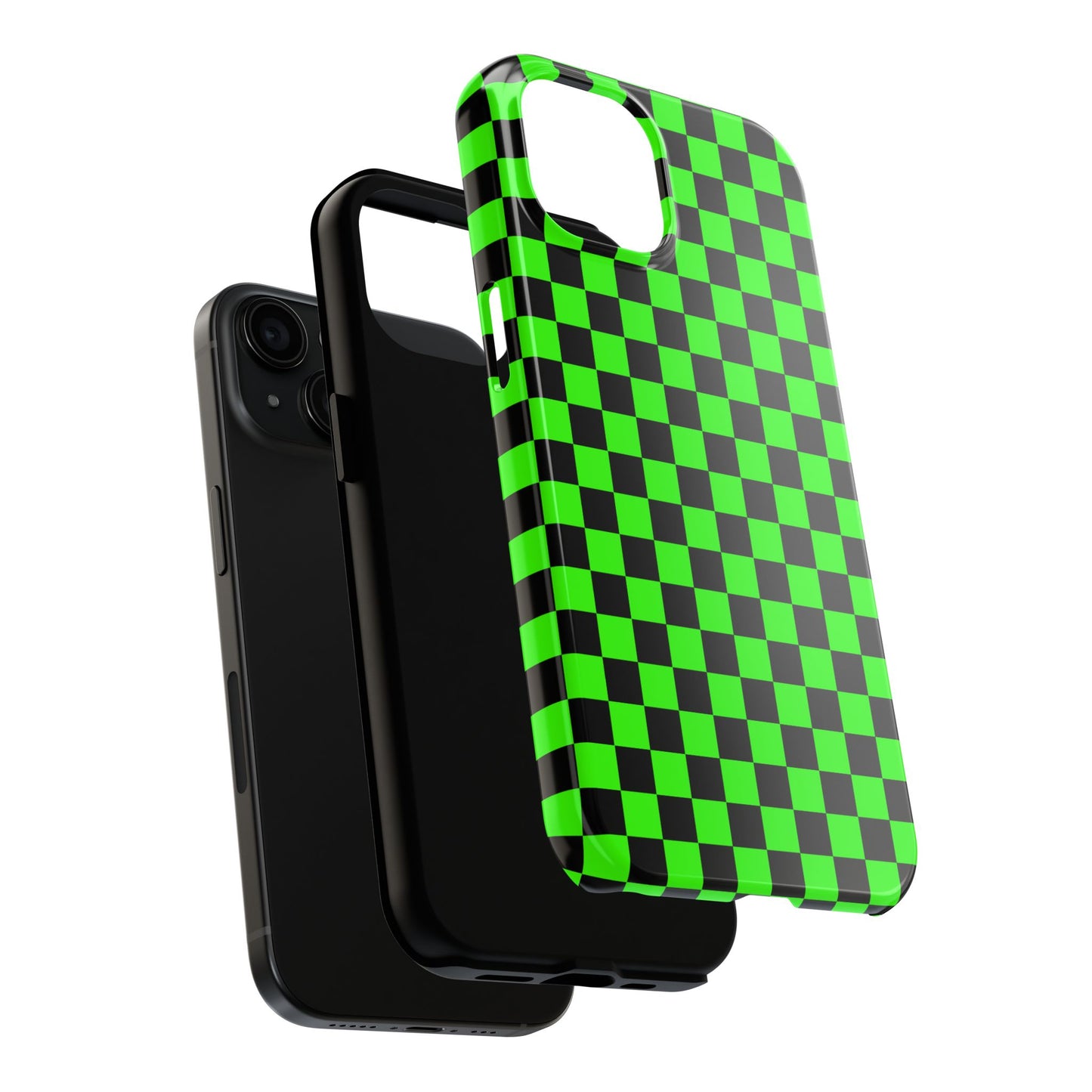 Green and Black Checkered Checkerboard Tough Phone Case