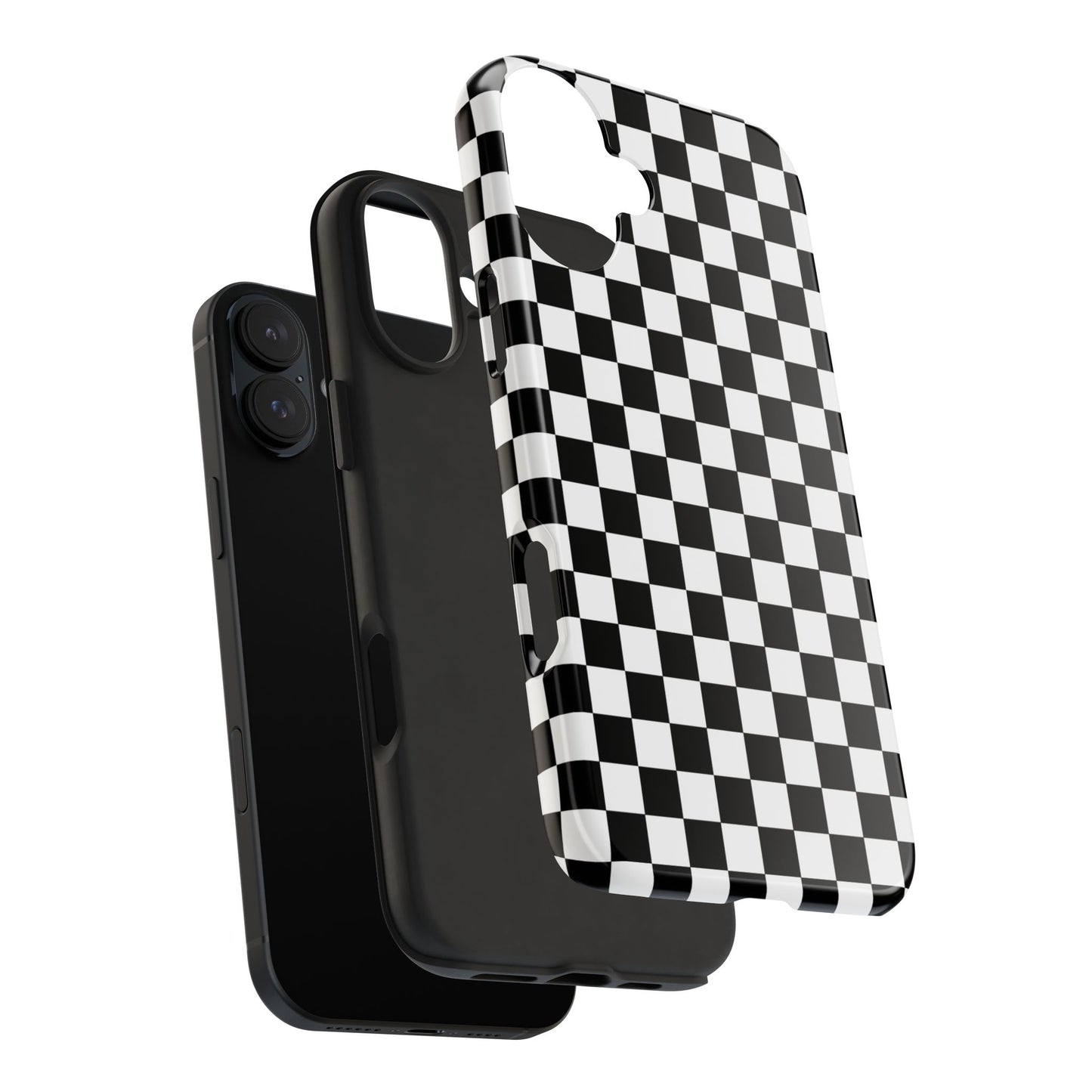 Checker Flag Tough Phone Case - Black and White Graphic Design