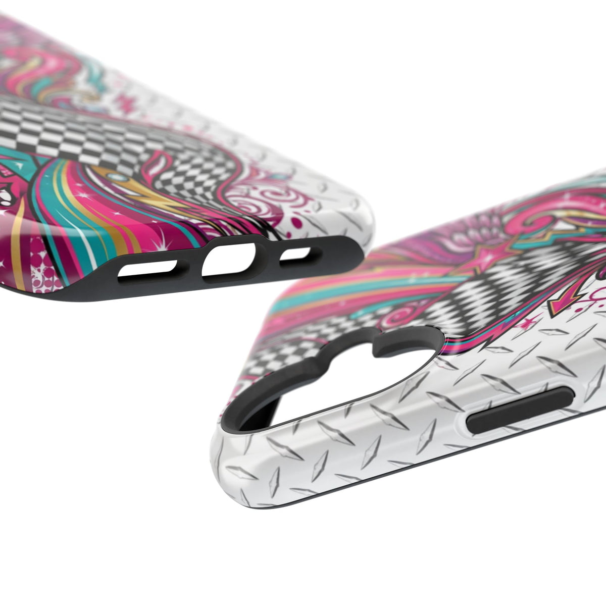 Magnetic Phone Case – Colorful Psychedelic Checkerboard Design