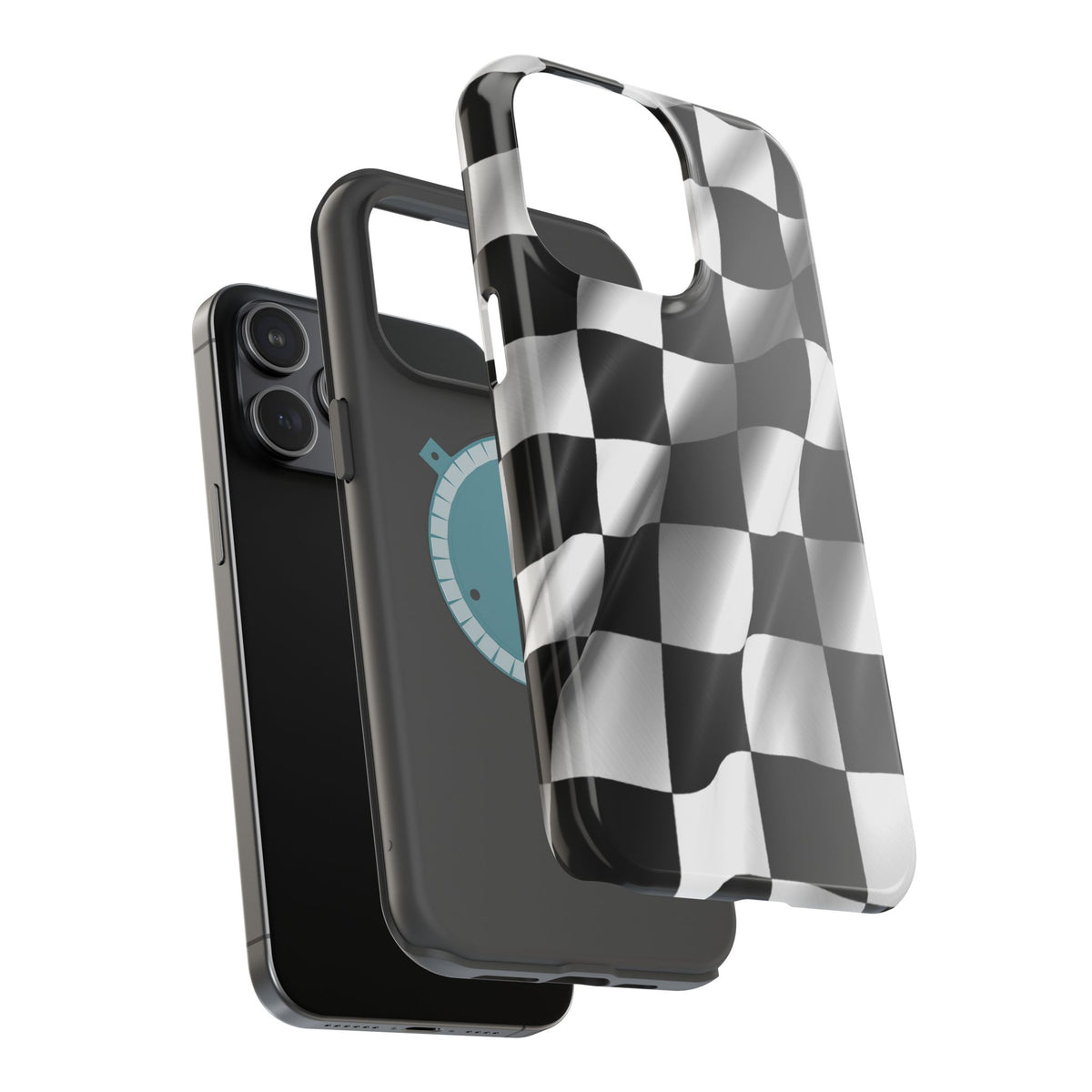 Black and White Checker Flag Waving Magnetic Phone Case