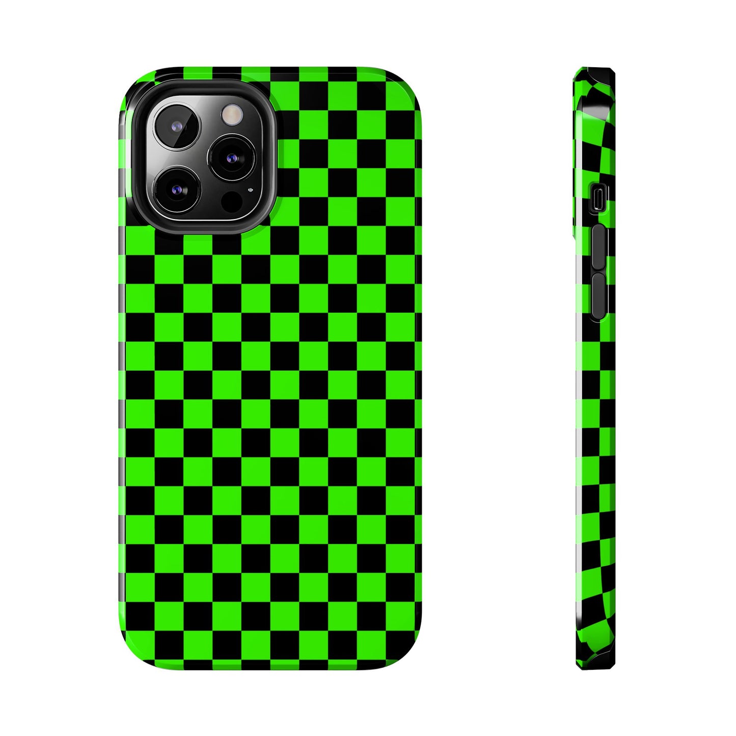 Green and Black Checkered Checkerboard Tough Phone Case