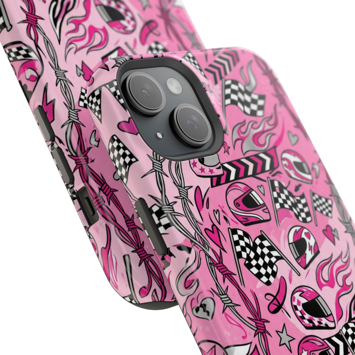 Pink Racing Helmets Magnetic Phone Case