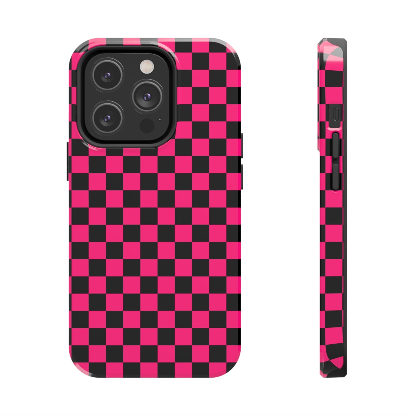 Checker Flag Graphic Pink And Black Tough Phone Cases