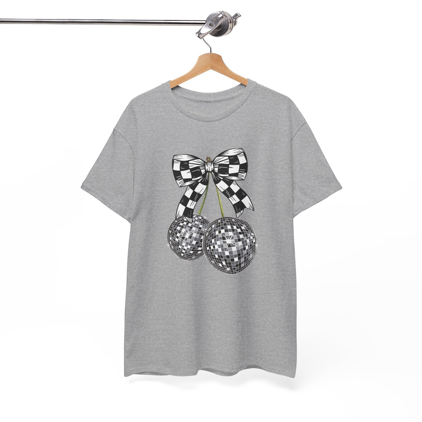 Retro Disco Ball Checkered Flag Bow Racing T-shirt