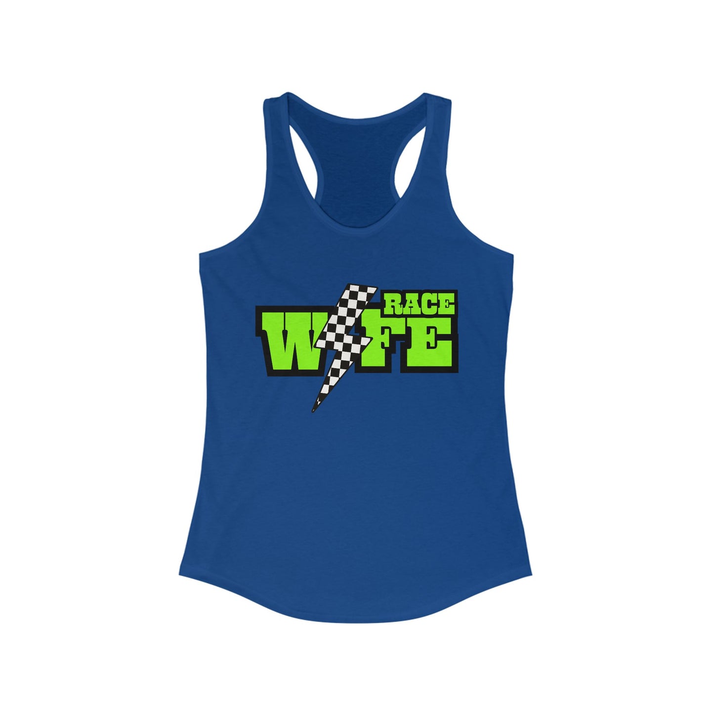 Race Wife Lightning Bolt Green/ Black Racerback Tank Top