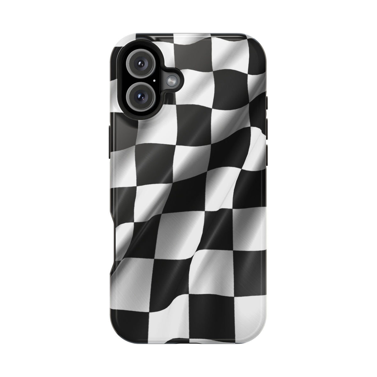 Black and White Checker Flag Waving Magnetic Phone Case