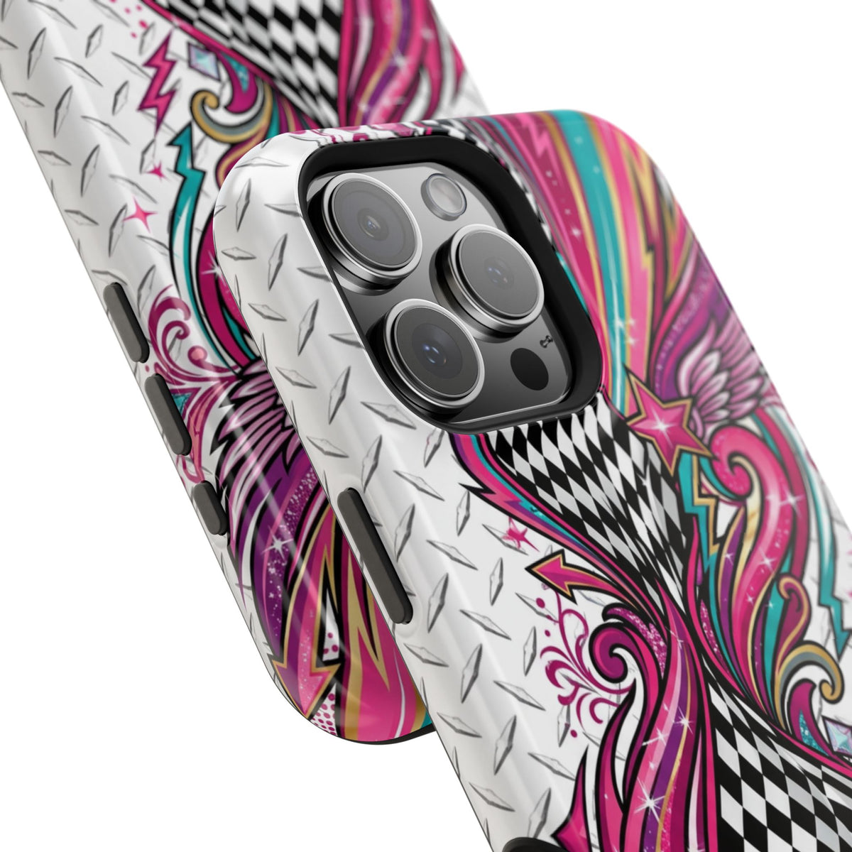 Magnetic Phone Case – Colorful Psychedelic Checkerboard Design