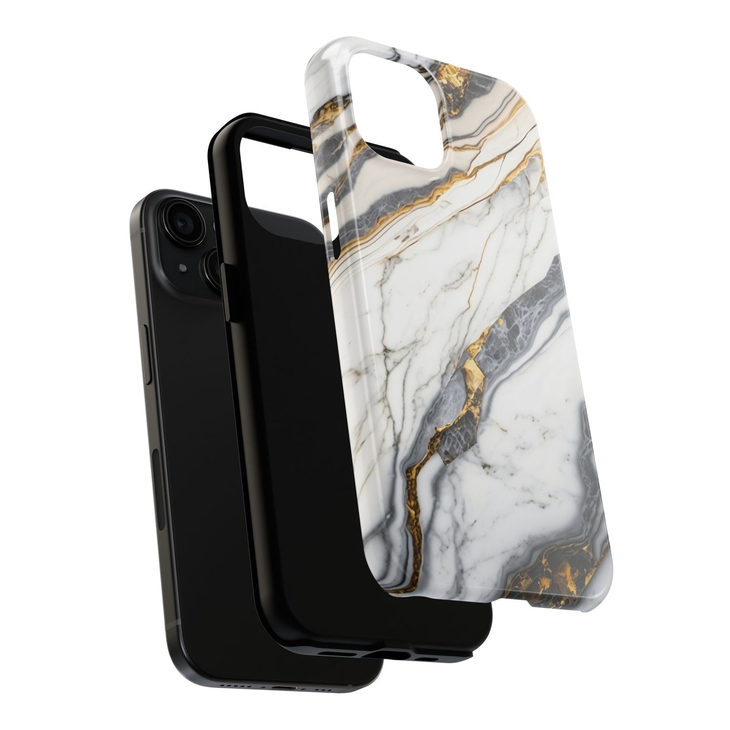 White Gold Marble Tough Phone Cases