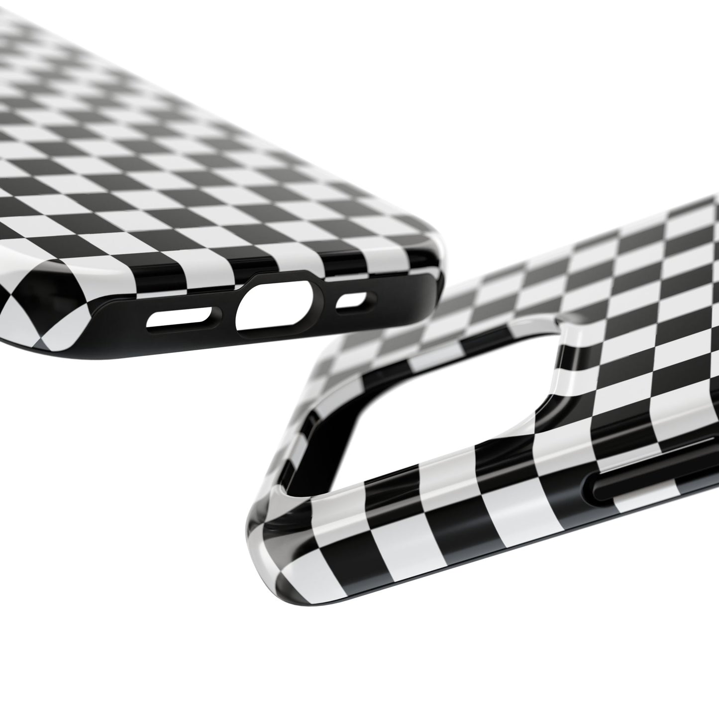 Checker Flag Tough Phone Case - Black and White Graphic Design