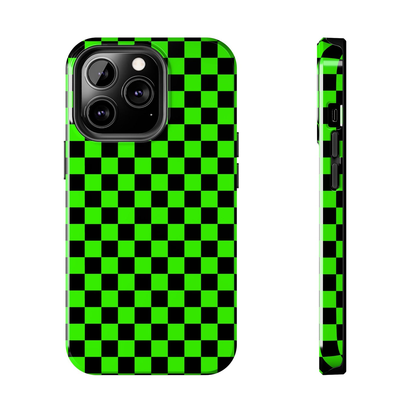 Green and Black Checkered Checkerboard Tough Phone Case