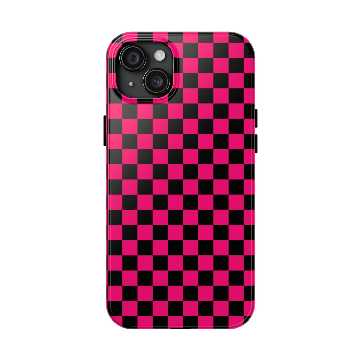 Checker Flag Graphic Pink And Black Tough Phone Cases
