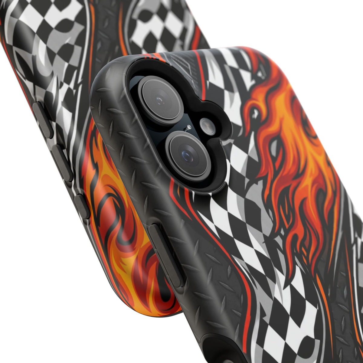 Racing Flames Checkered Flag Magnetic Phone Case