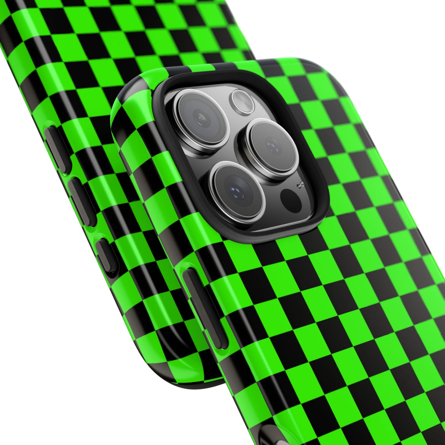 Green and Black Checkered Checkerboard Tough Phone Case