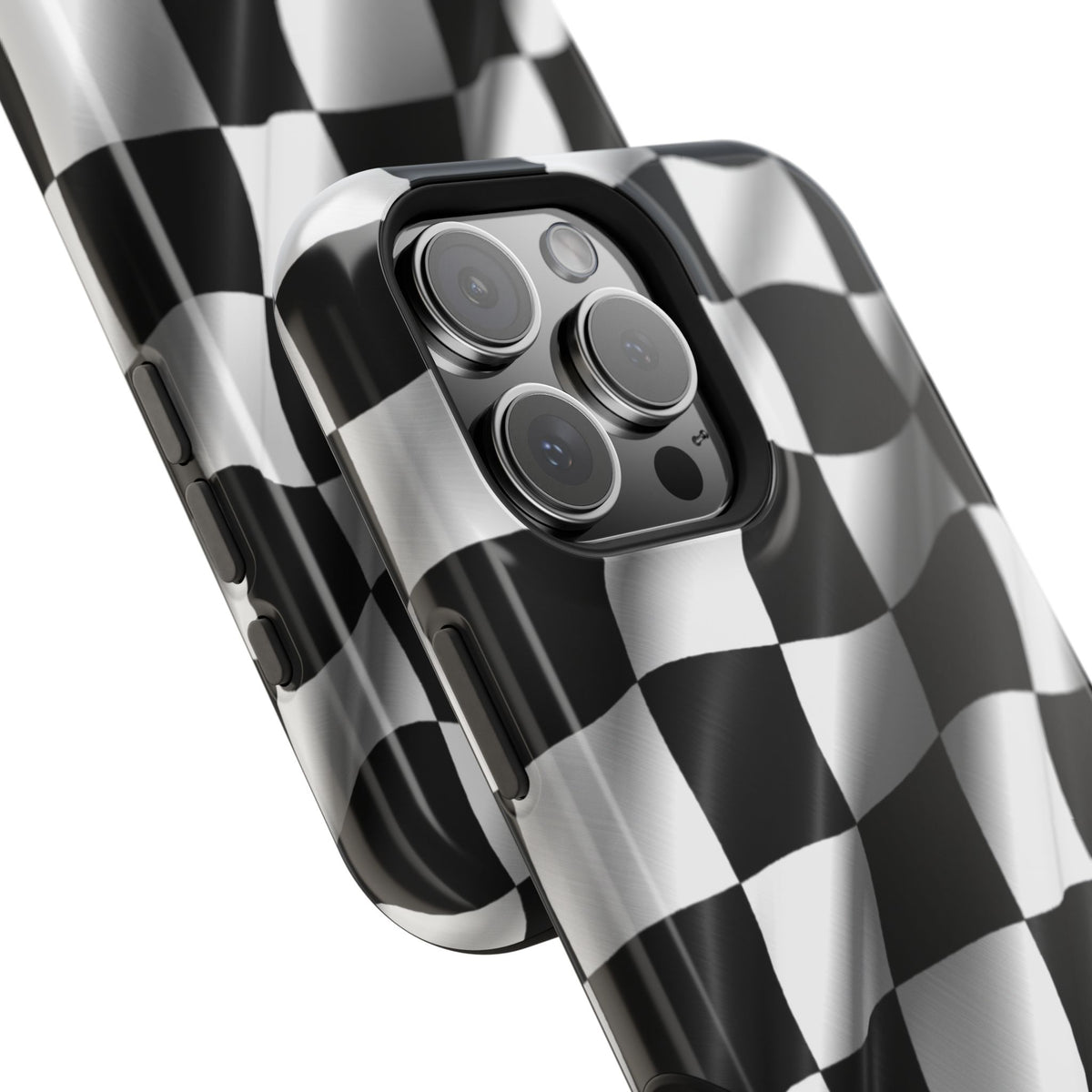 Black and White Checker Flag Waving Magnetic Phone Case