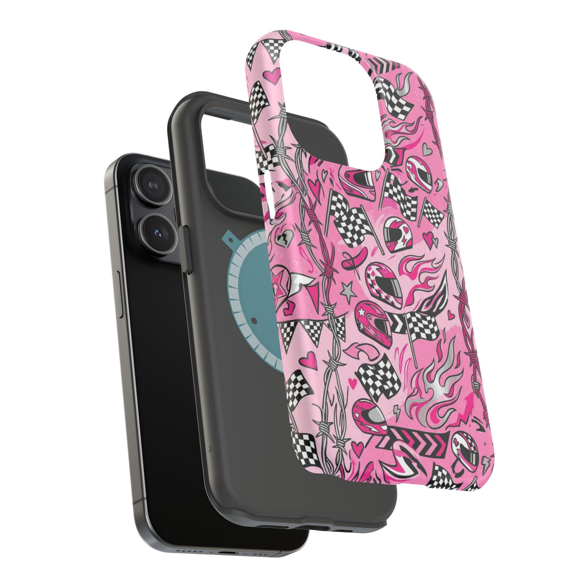 Pink Racing Helmets Magnetic Phone Case