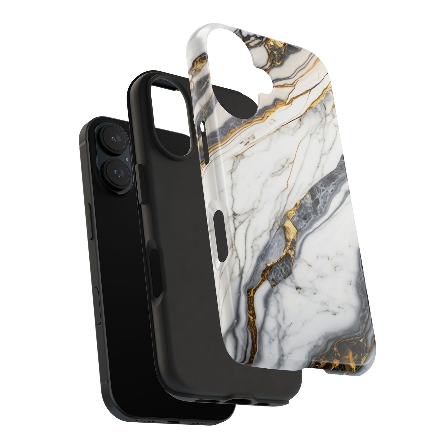 White Gold Marble Tough Phone Cases