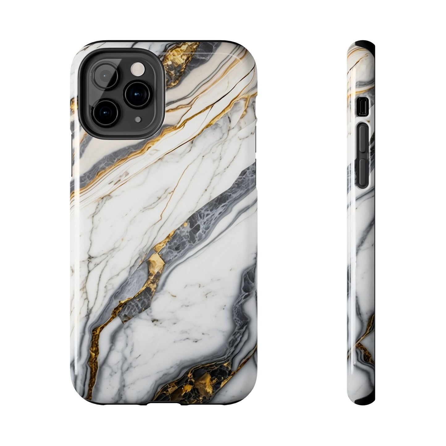 White Gold Marble Tough Phone Cases
