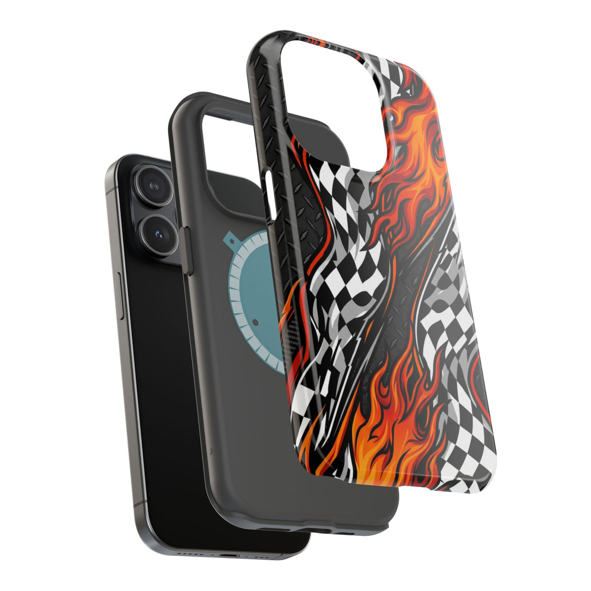 Racing Flames Checkered Flag Magnetic Phone Case