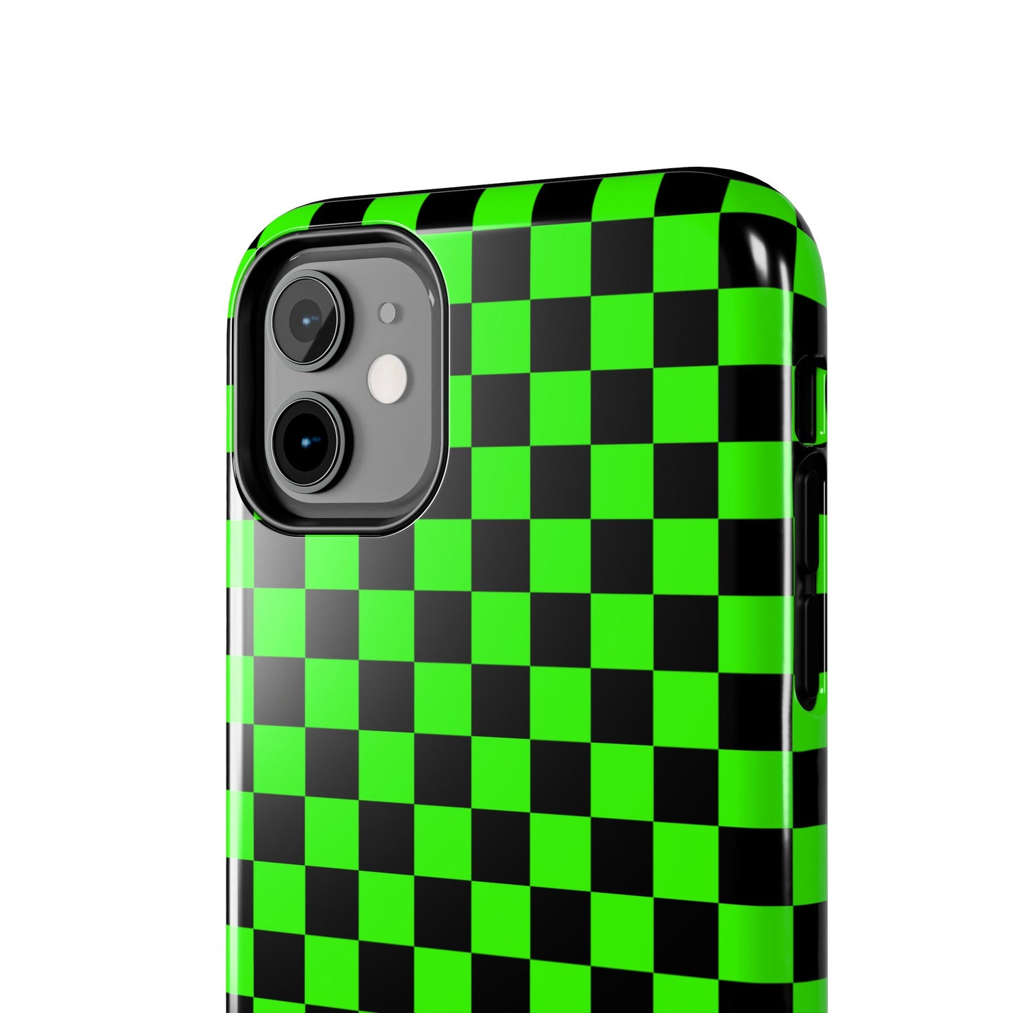 Green and Black Checkered Checkerboard Tough Phone Case
