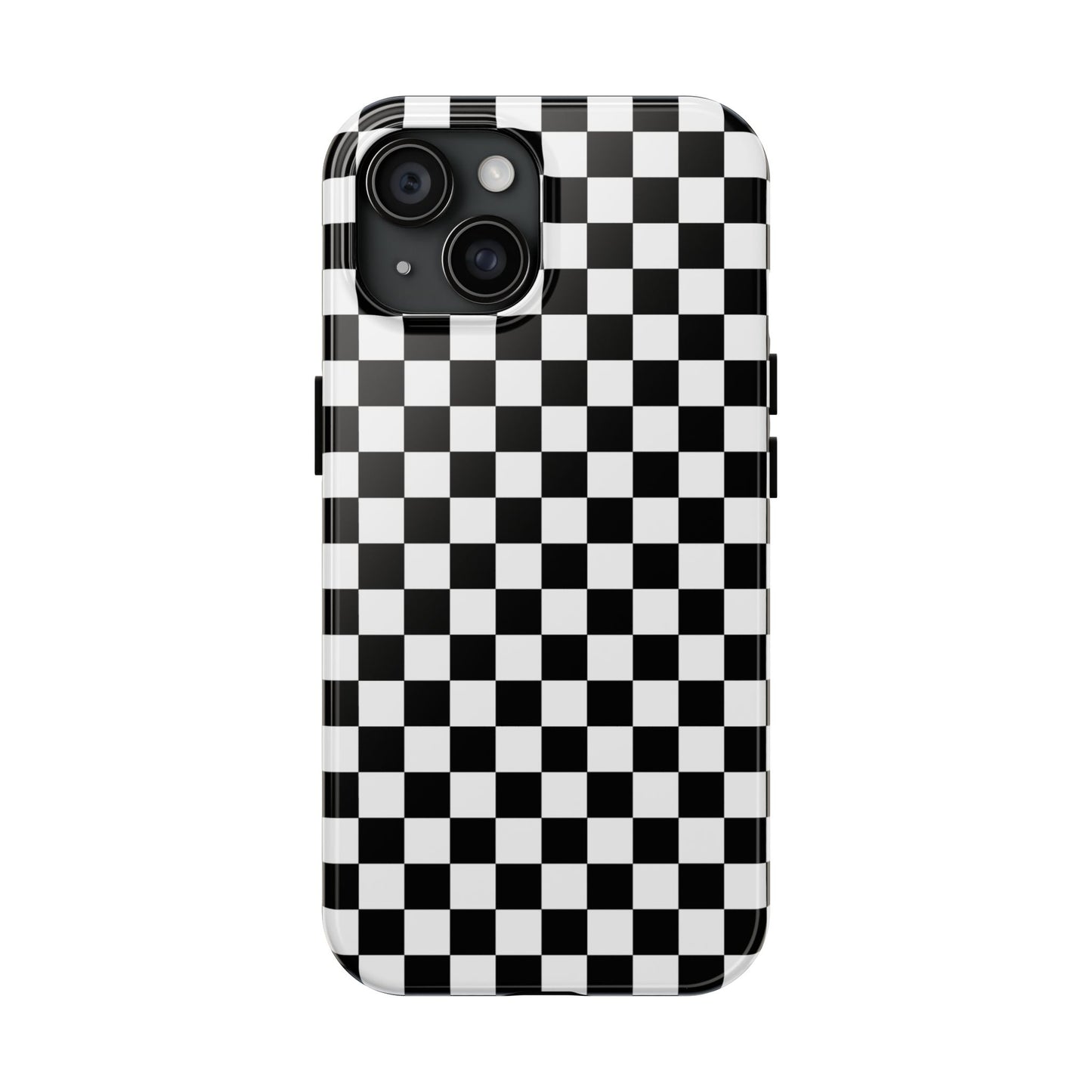 Checker Flag Tough Phone Case - Black and White Graphic Design