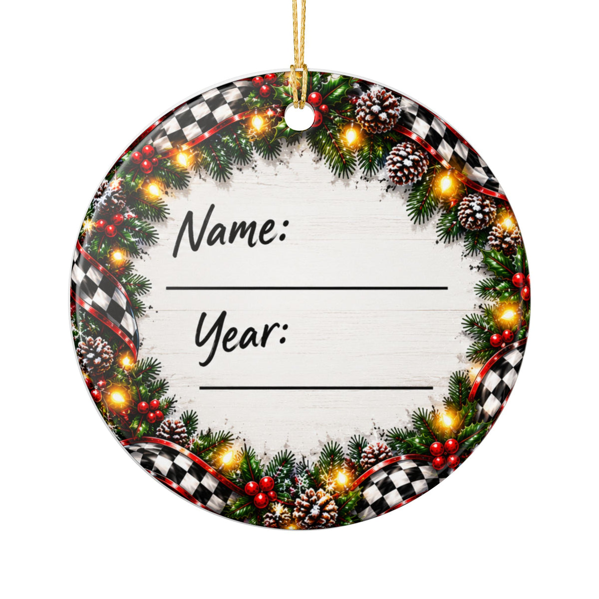 Late ModelChristmas Ornament – Santa Race Car Ceramic Decoration