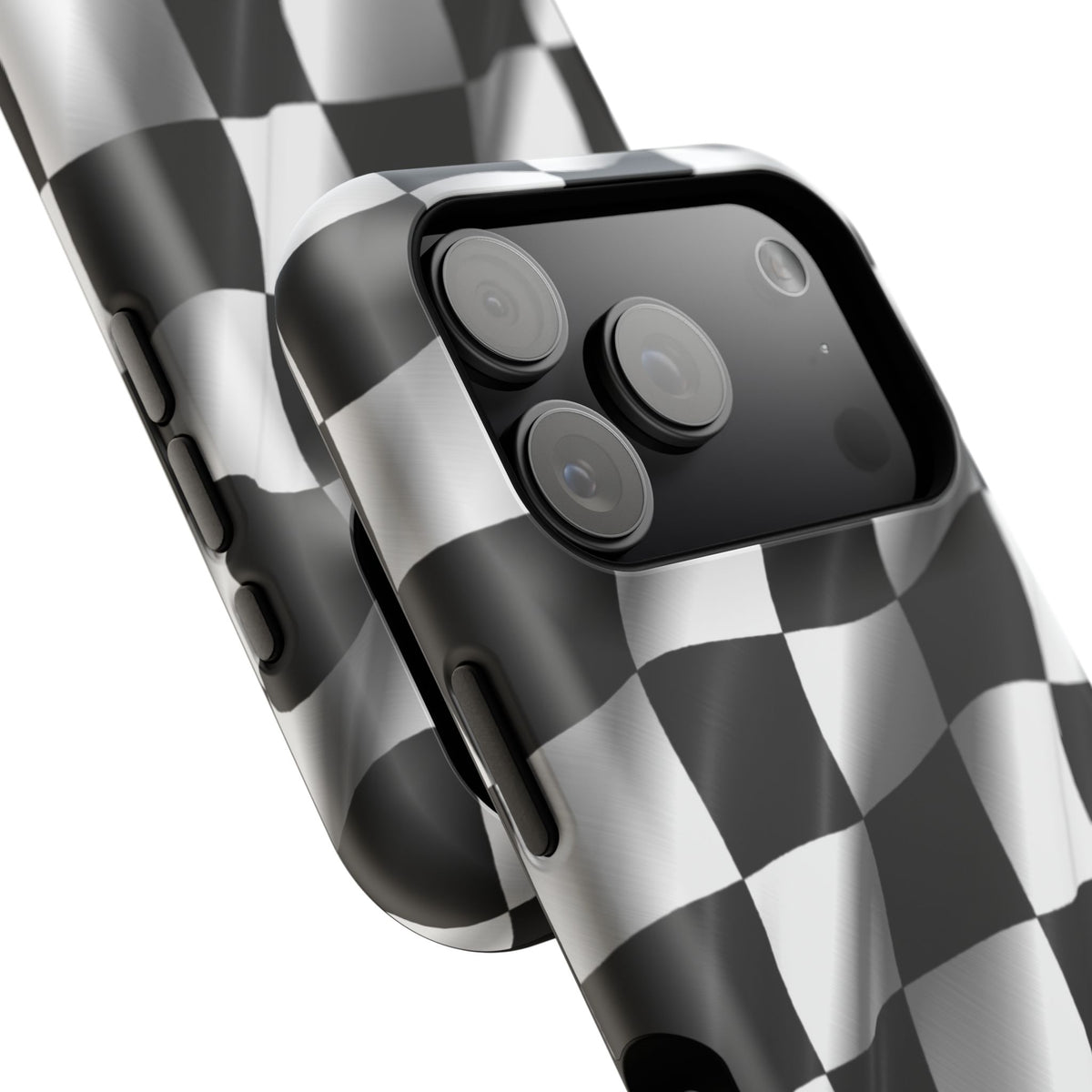Black and White Checker Flag Waving Magnetic Phone Case