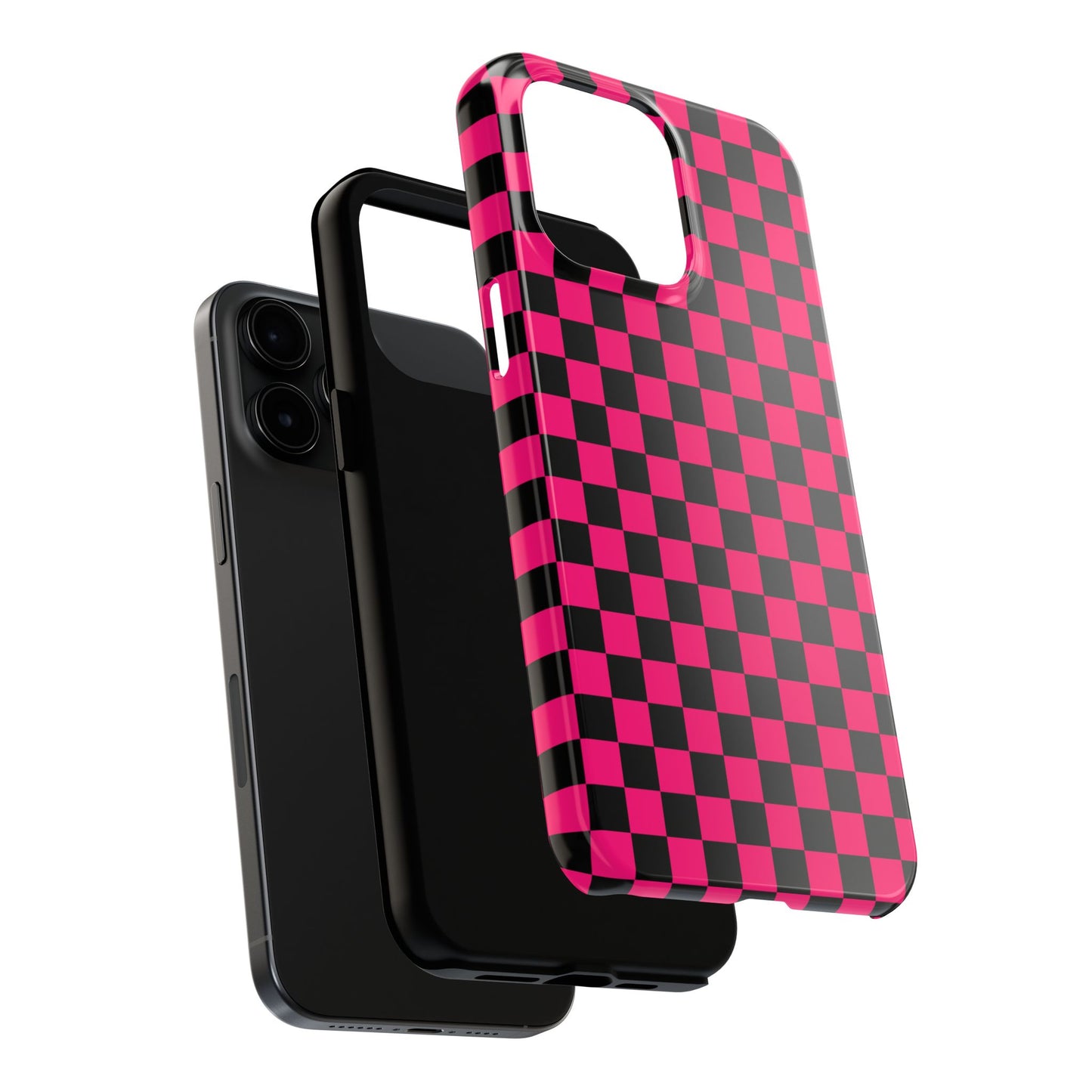 Checker Flag Graphic Pink And Black Tough Phone Cases