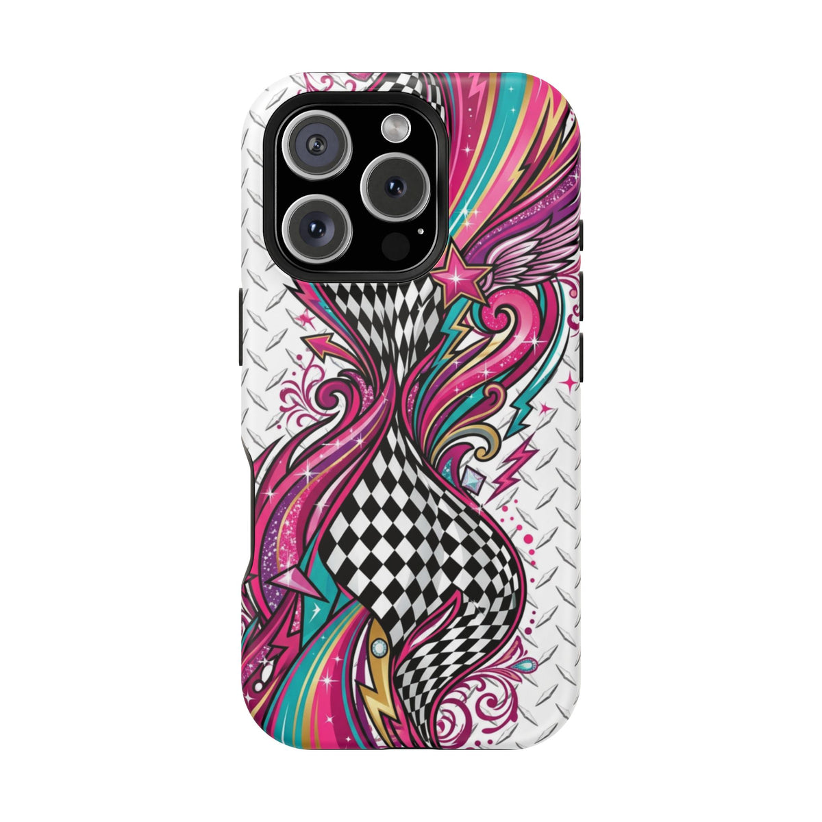 Magnetic Phone Case – Colorful Psychedelic Checkerboard Design