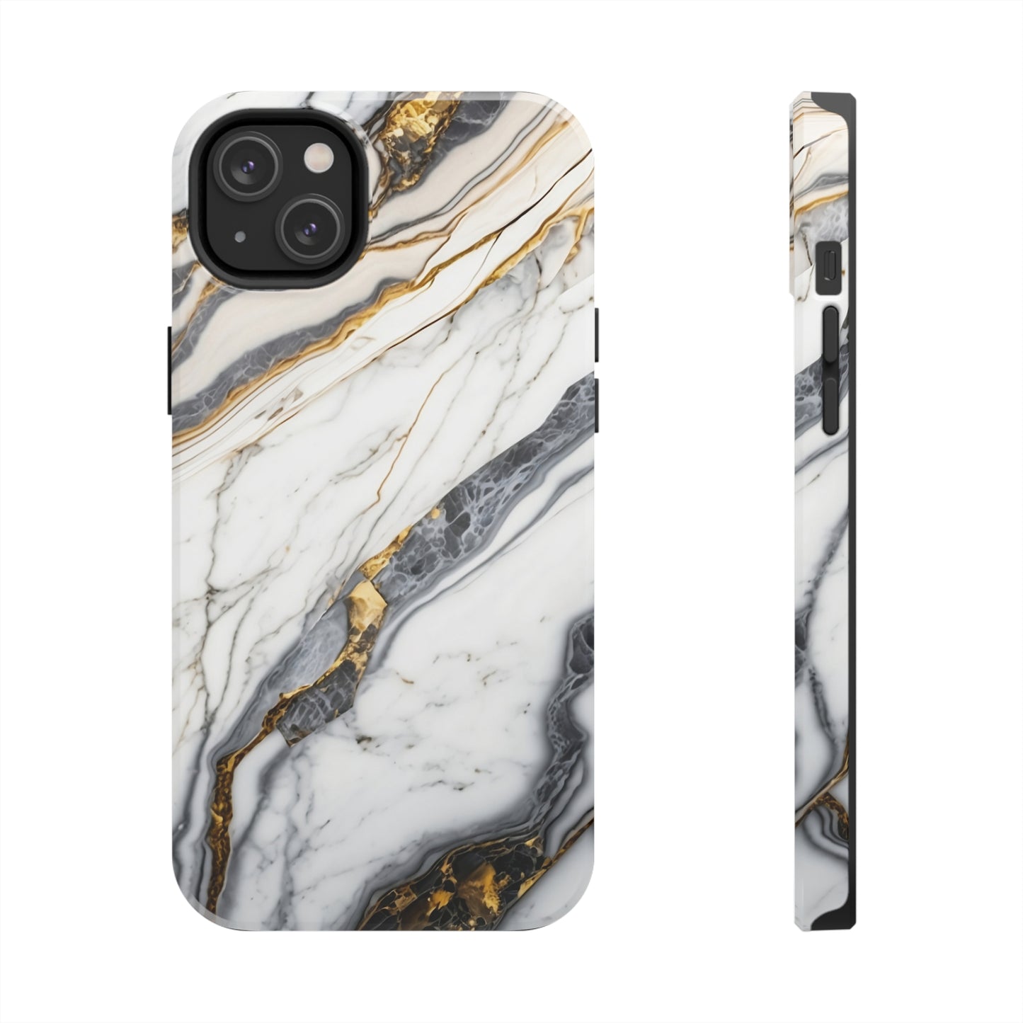 White Gold Marble Tough Phone Cases