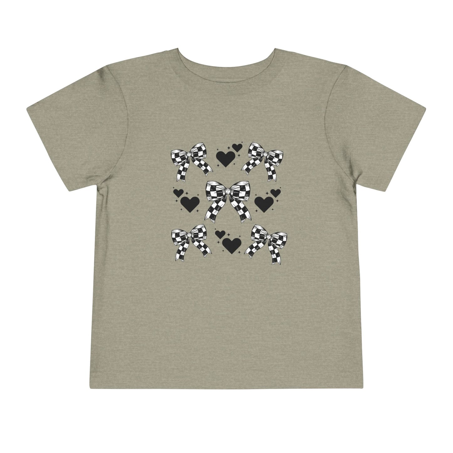 Checker Flag Bows & Hearts Toddler Short Sleeve Tee