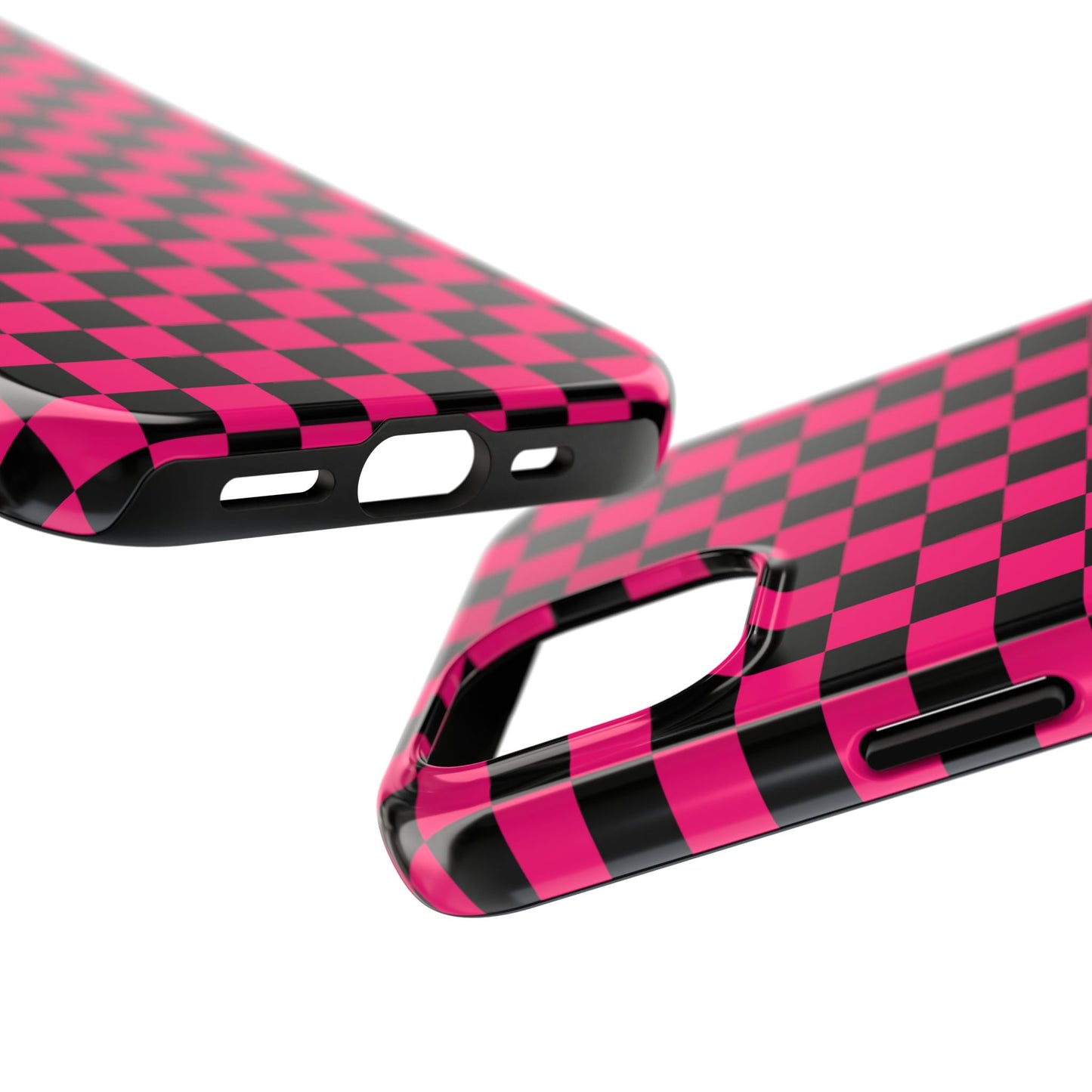 Checker Flag Graphic Pink And Black Tough Phone Cases