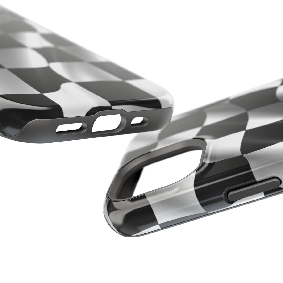 Black and White Checker Flag Waving Magnetic Phone Case