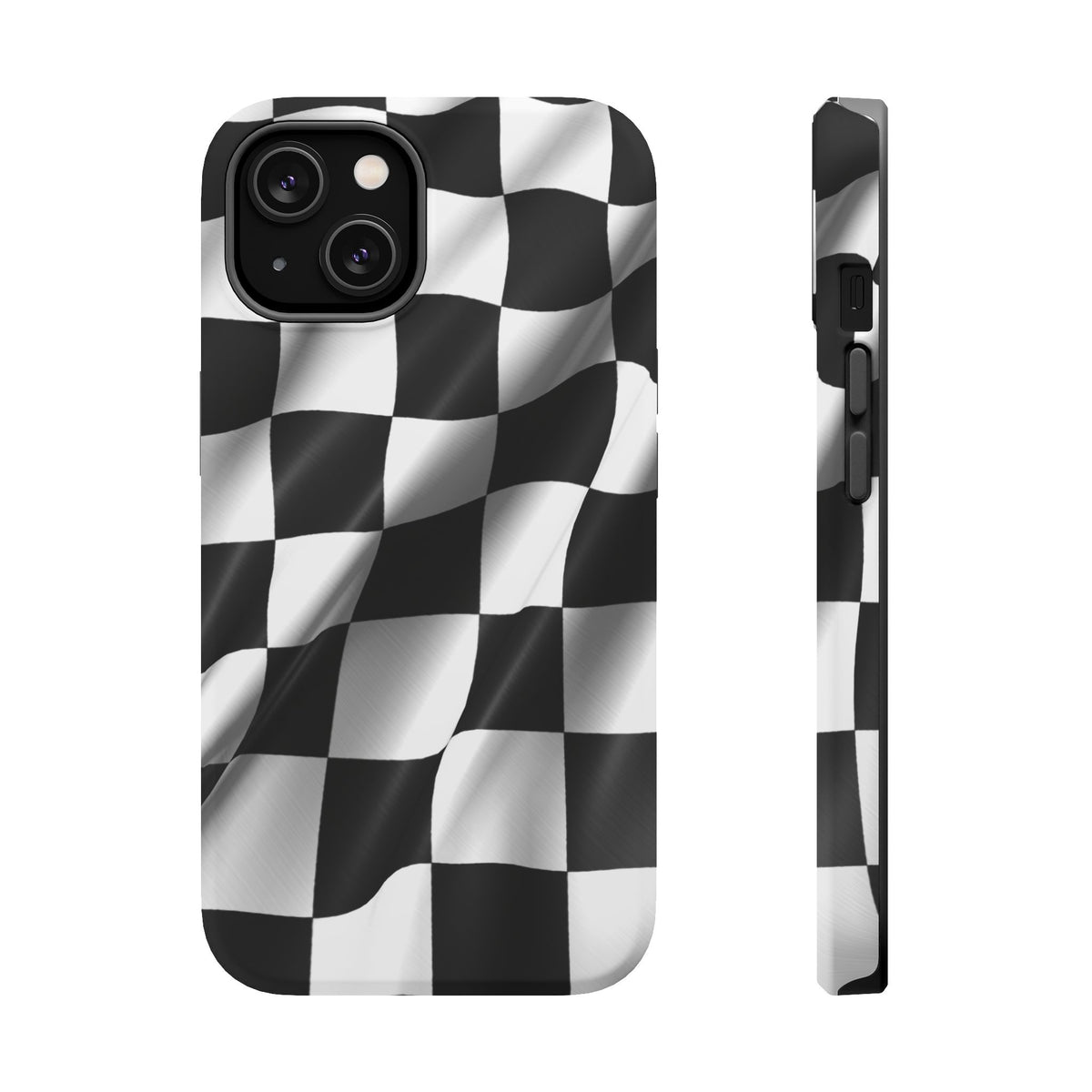 Black and White Checker Flag Waving Magnetic Phone Case