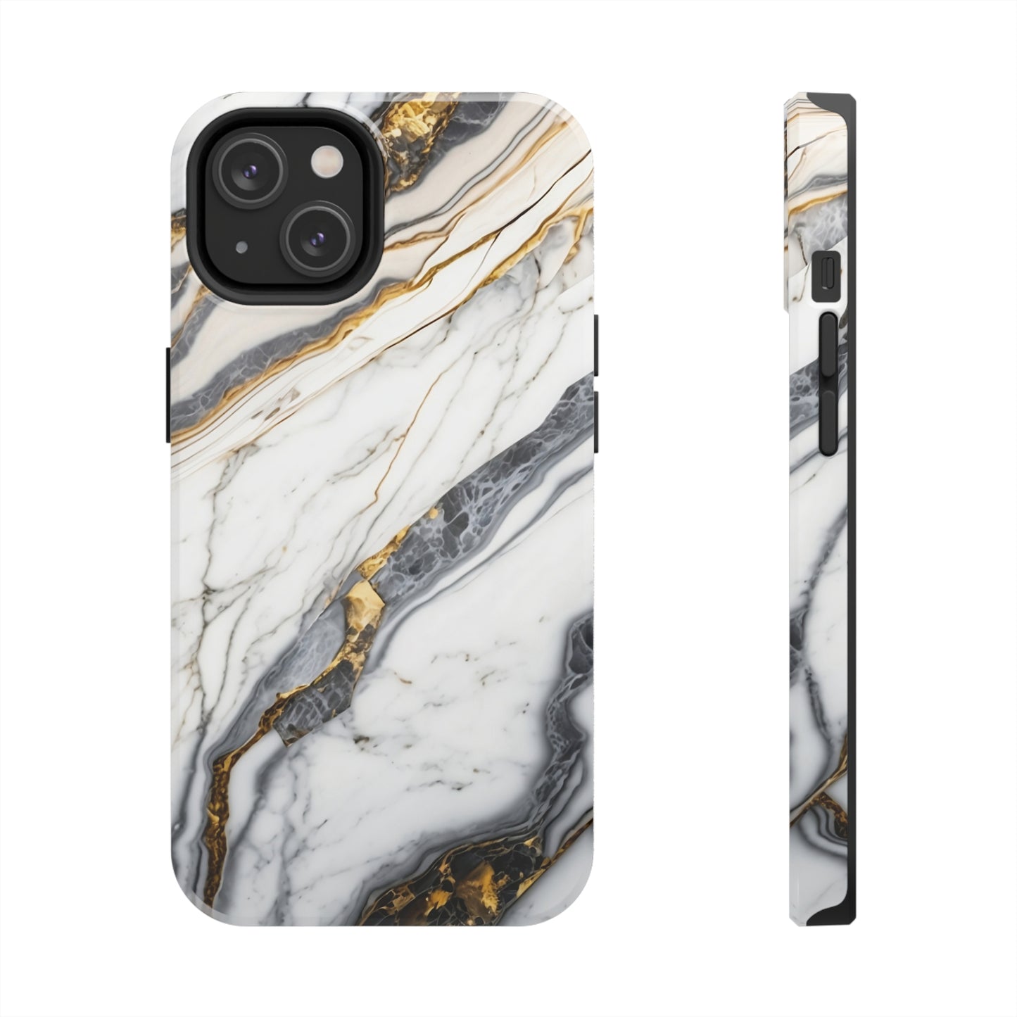White Gold Marble Tough Phone Cases