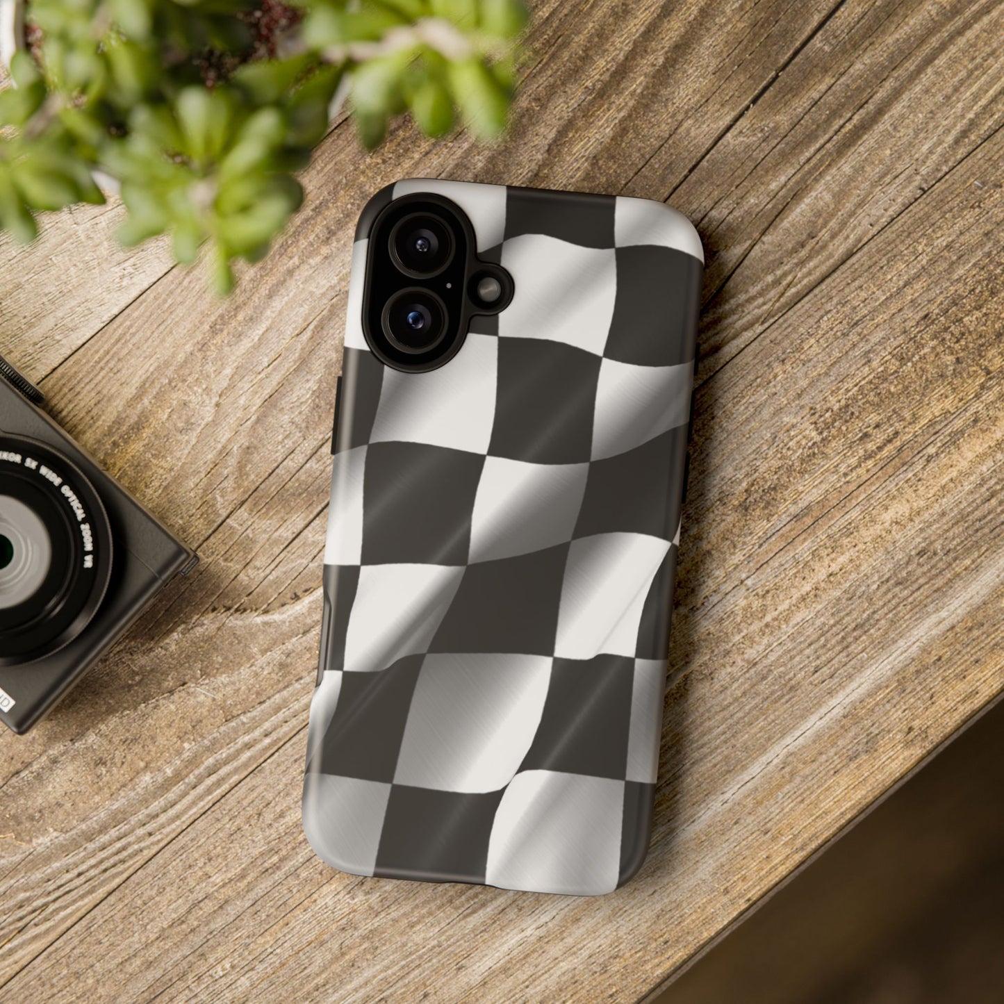 Racing Phone Case, Checkered Flag Design, Tough Case