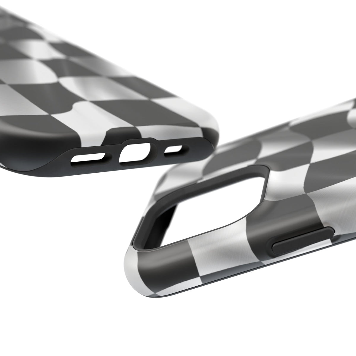 Black and White Checker Flag Waving Magnetic Phone Case